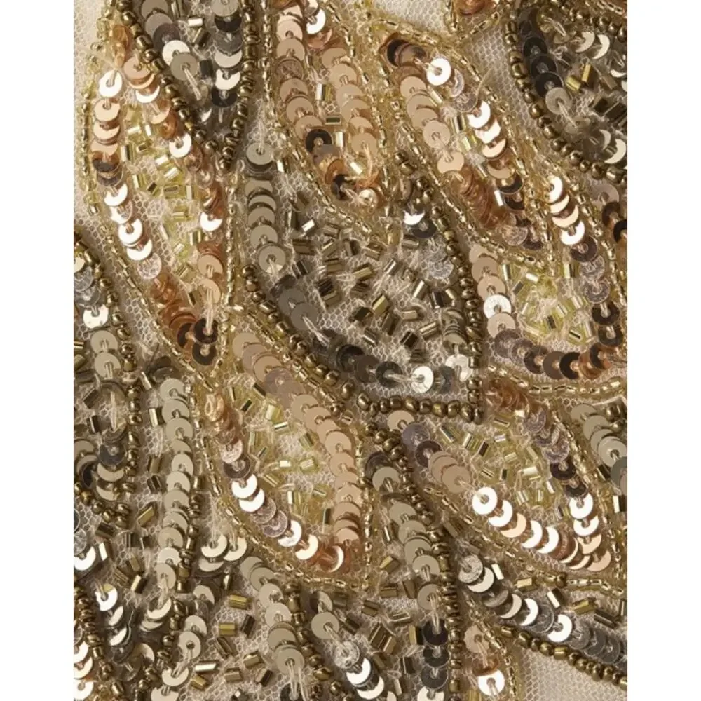 New! Mac Duggal Golden Godess Crystal Lace Trumpet Evening Gown Sz 14 NWT $698 - Picture 8 of 8